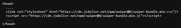 Código de ejemplo para incluir Swiper desde CDN