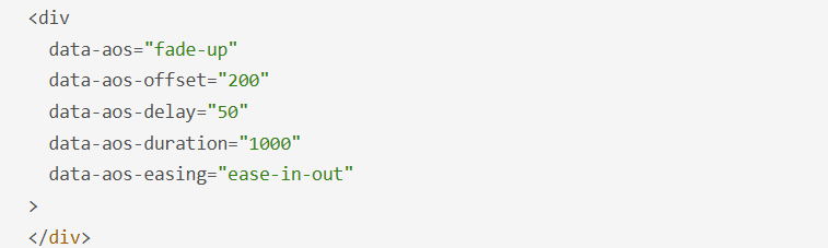 Ejemplo de código HTML para AOS