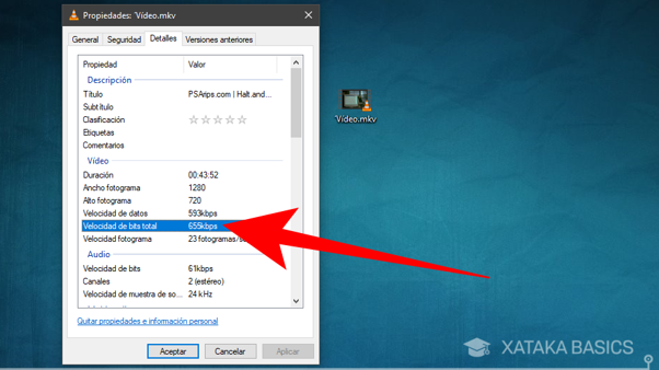 Menú Propiedades en Windows