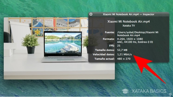 Información del vídeo en QuickTime